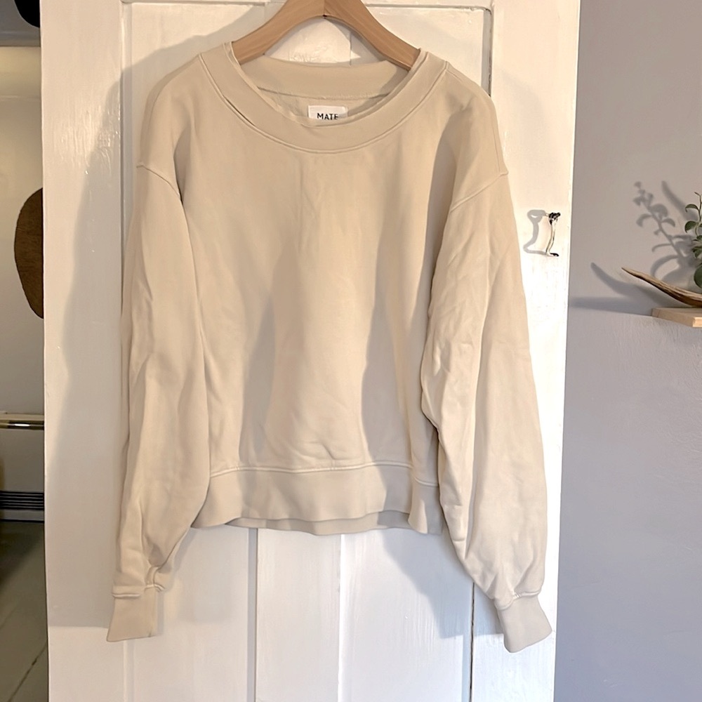 MATE the Label Organic Fleece Crop Sweatshirt Color Bone Size Extra …